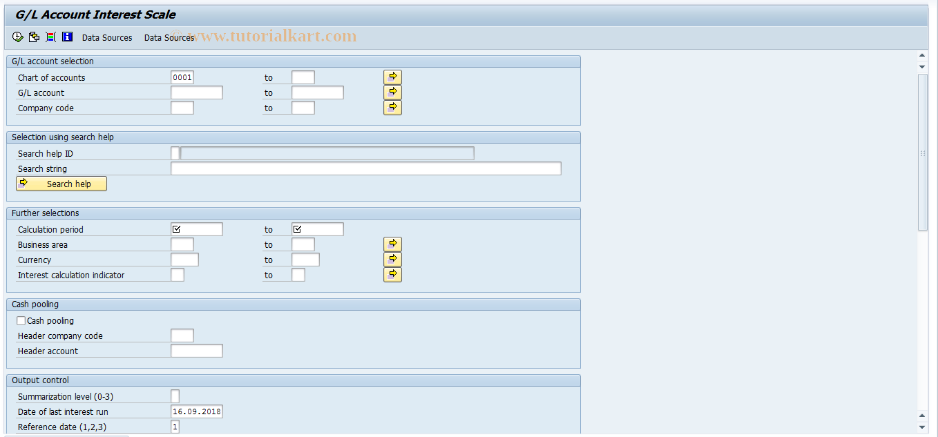 SAP TCode FF.1 - Standard G/L Account Interest Scale