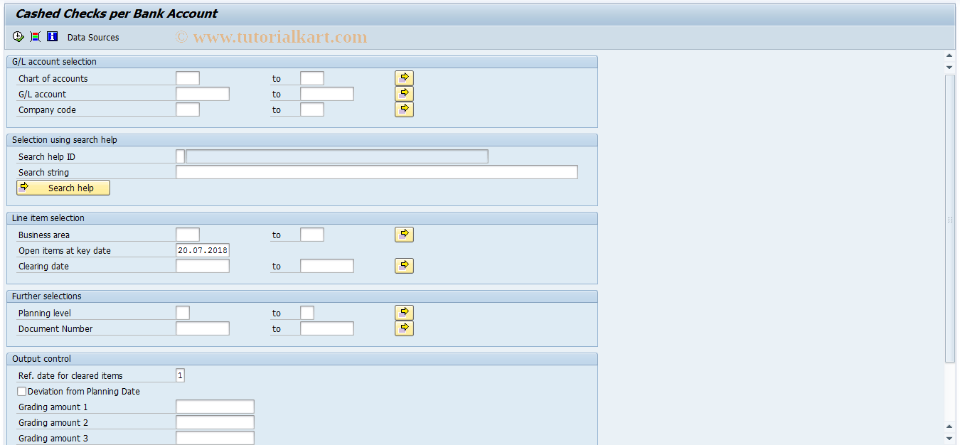 SAP TCode FF.3 - G/L Account Cashed Checks