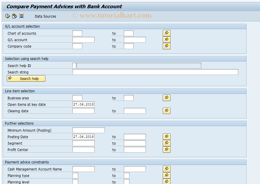 SAP TCode FF.7 - Compare Payment Advices