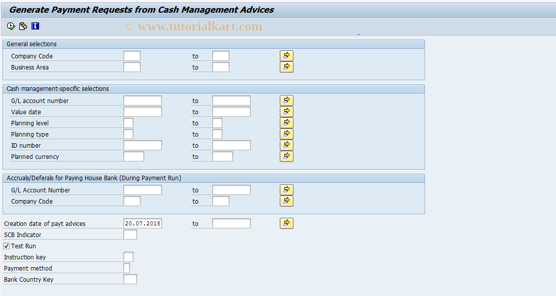 SAP TCode FF.D - Generate payt req. from advices