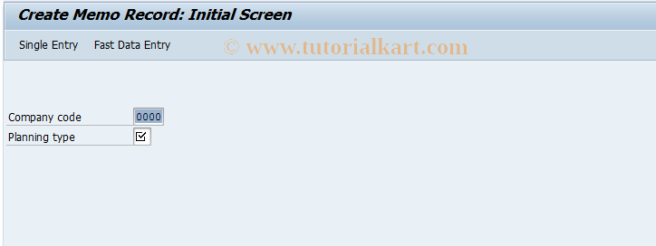 SAP TCode FF63 - Create Planning Memo Record