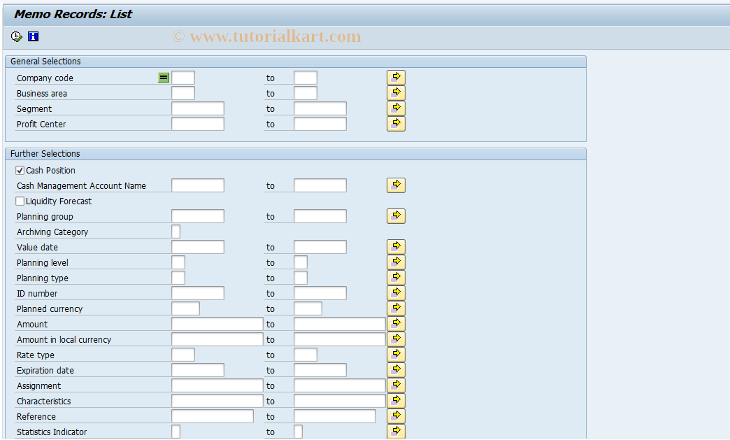 SAP TCode FF6A - Edit Cash Mgmt Pos Payment Advices