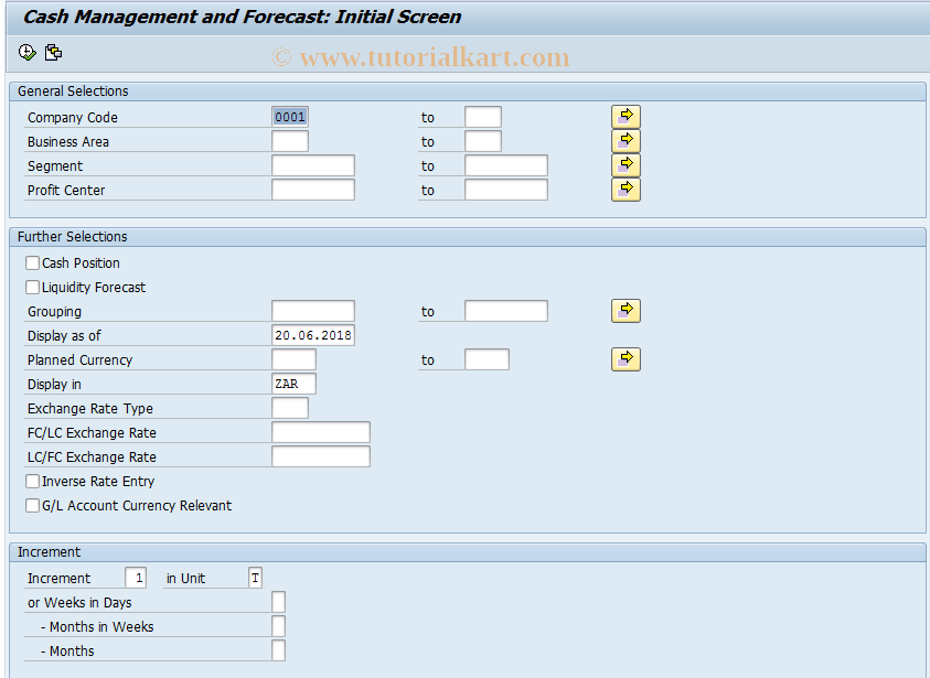 SAP TCode FF70 - Cash Mgmt Posit./Liquidity Forecast