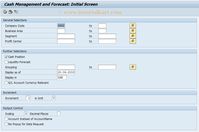 SAP TCode FF71 - Cash Position