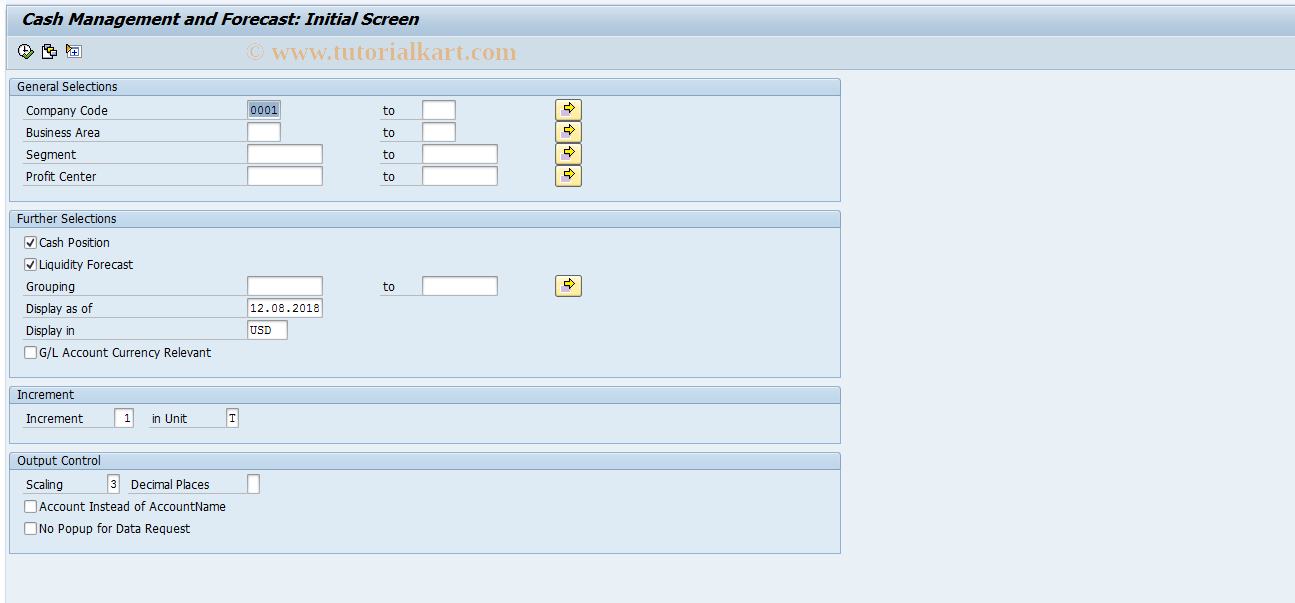 SAP TCode FF72 - Liquidity forecast