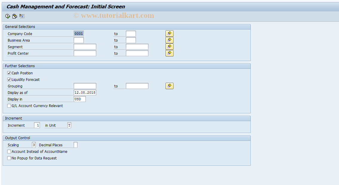 SAP TCode FF7B - Liquidity forecast