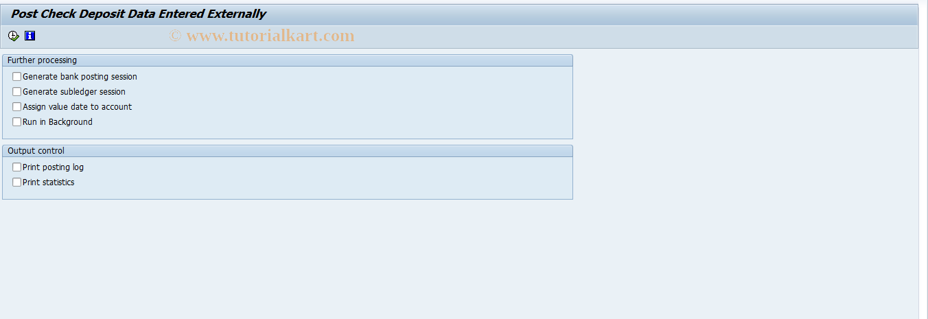 SAP TCode FFB5 - Post electronic check deposit list
