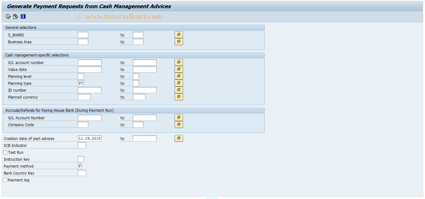 SAP TCode FFWR - Post Payment Requests from Advice