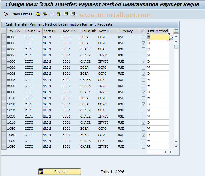 tcode for account assignment table in sap