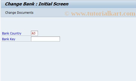 SAP TCode FI02 - Change Bank