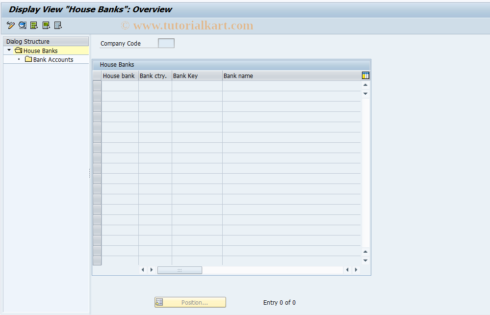 SAP TCode FI13 - Display House Banks/Bank Accounts