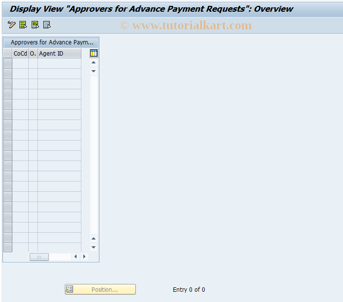 SAP TCode FIAPSA_V_ADVPR_APPRS - Approvers for Advance Payment  Requisition 
