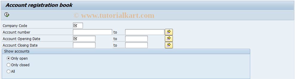 SAP TCode FIBKRU_REG_BOOK - Account registration book