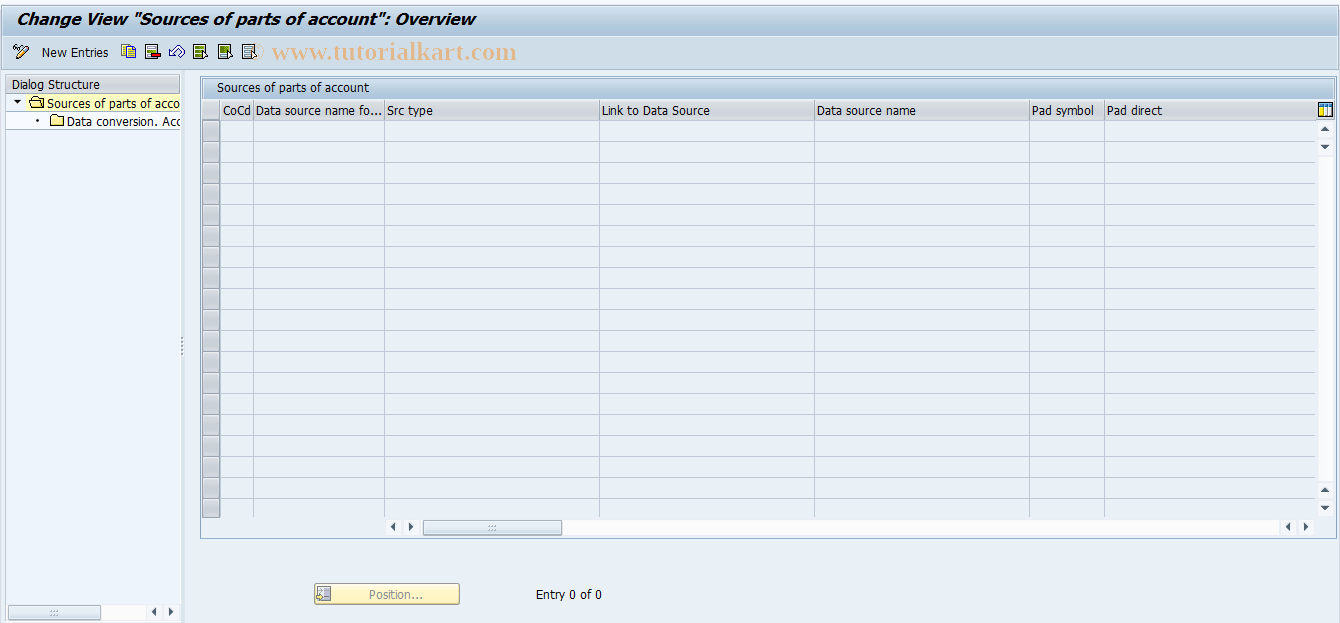 SAP TCode FIBKRU_V_AC_TECH - Bank acnt #. Technical settings.