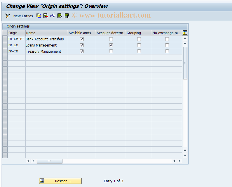 SAP TCode FIBL1 - Control Origin Indicator