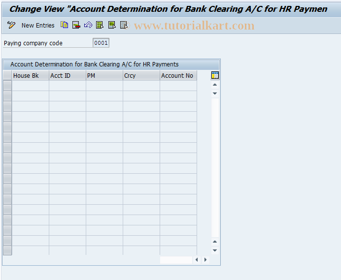 SAP TCode FIBL4 - Bank Clearing Account for HR Payment