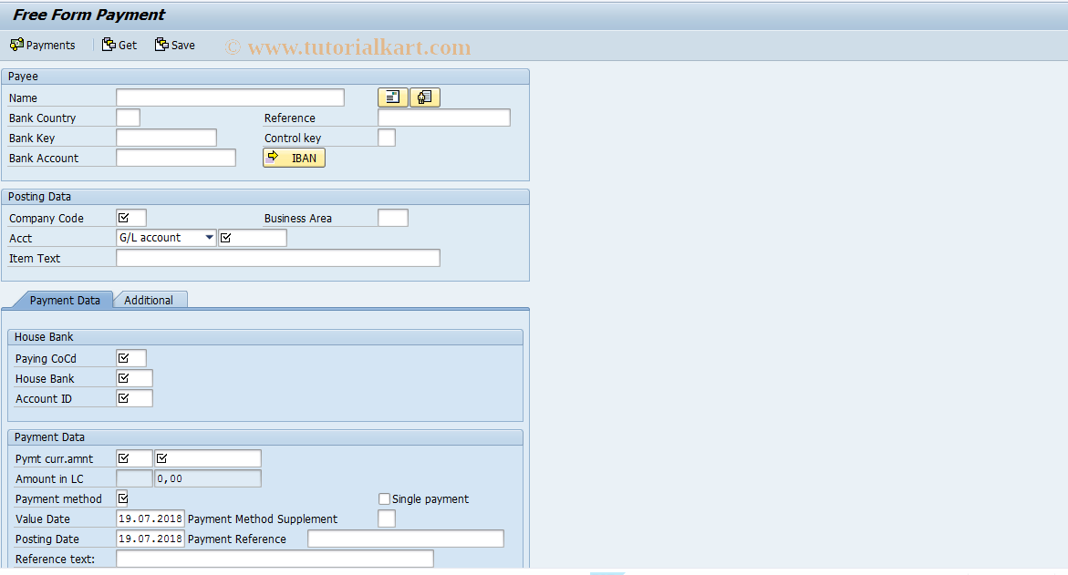 SAP TCode FIBLFFP - Free Form Payment