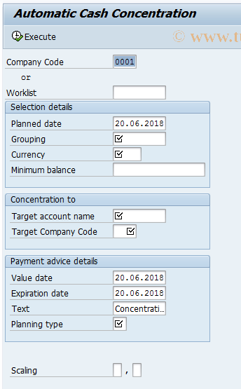 SAP TCode FICD - Cash deconcentration