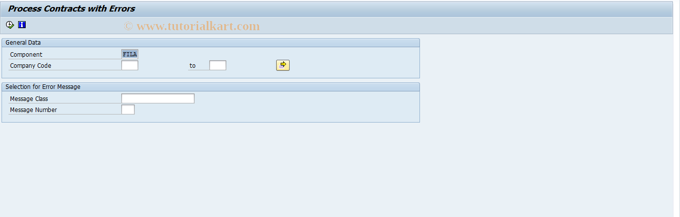 SAP TCode FIEH01 - Process Contracts with Errors