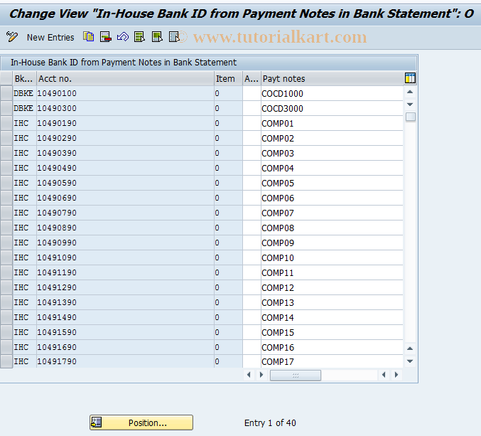 SAP TCode FIHB1 - Assignment of Bnk Statement to IHB