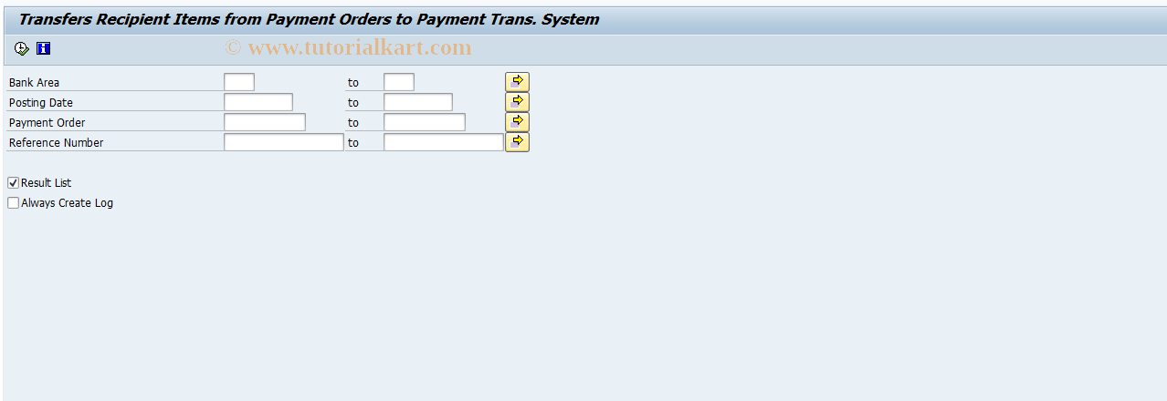 SAP TCode FIHB8 - Transfer Recipient Items