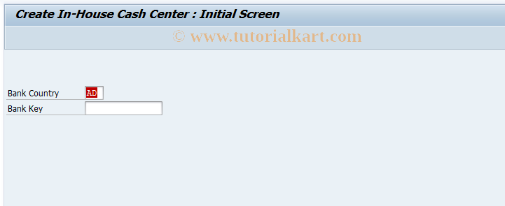 SAP TCode FIHC - Create In-House Cash Center