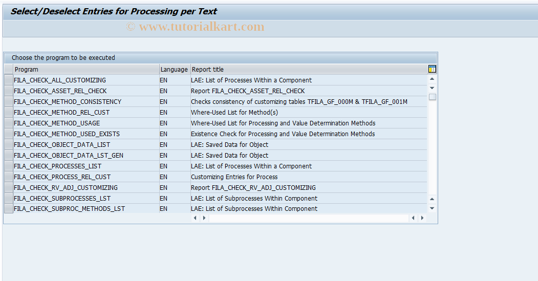 SAP TCode FILACHECK - List Available Help Programs