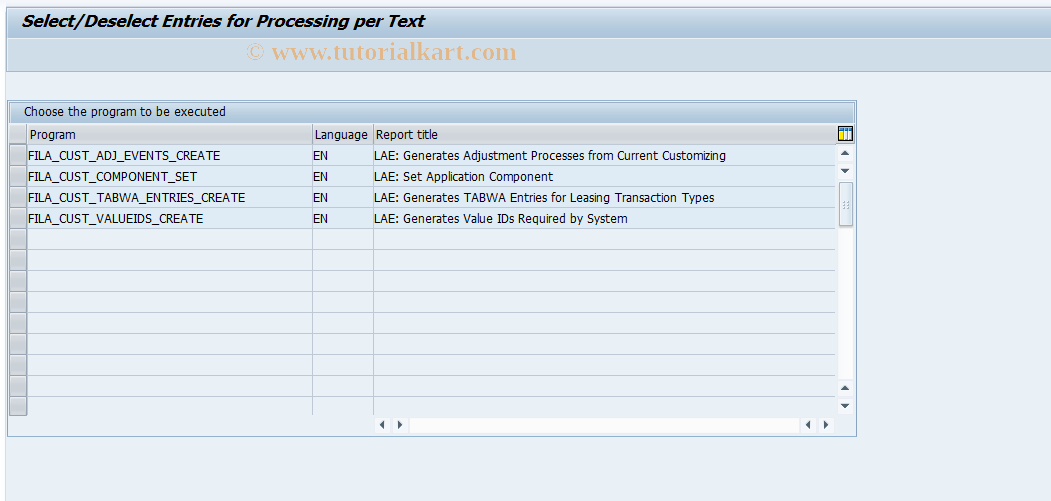 SAP TCode FILACUS - List Available Help Programs