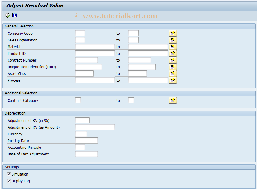 SAP TCode FILA_WRITE_DOWN - Adjustment of Residual Value