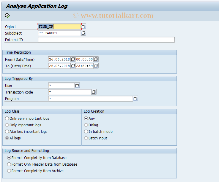 SAP TCode FINB_TR_CC_LOG - Client Copy-Post-Processing Log