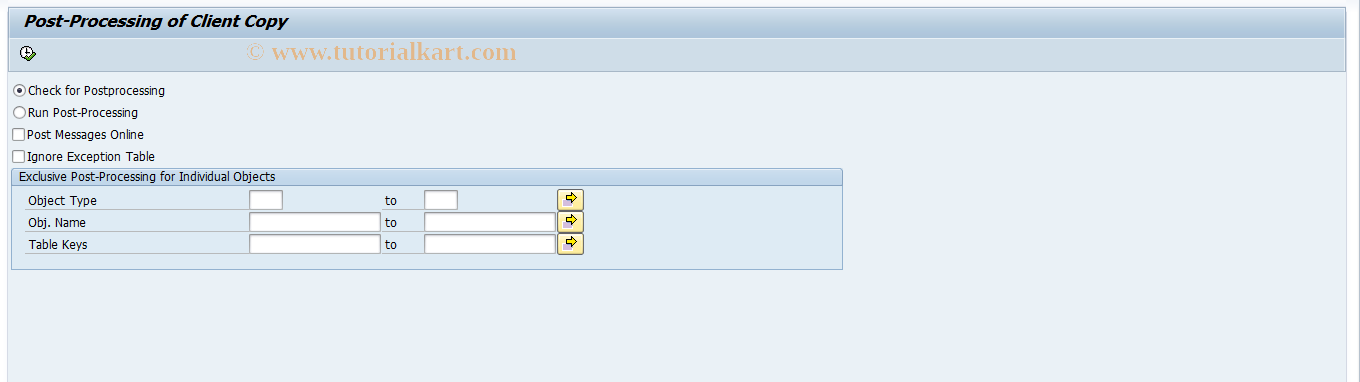 SAP TCode FINB_TR_EXEC_AI - Post-Processing of Client Copy