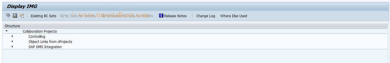 SAP TCode FINR3_CPROJECTS_CUST - cProjects IMG in Plug-In for ERP