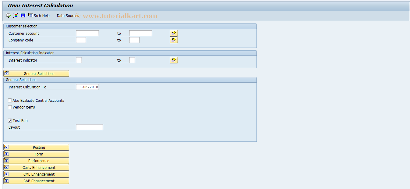 SAP TCode FINT - Item Interest Calculation