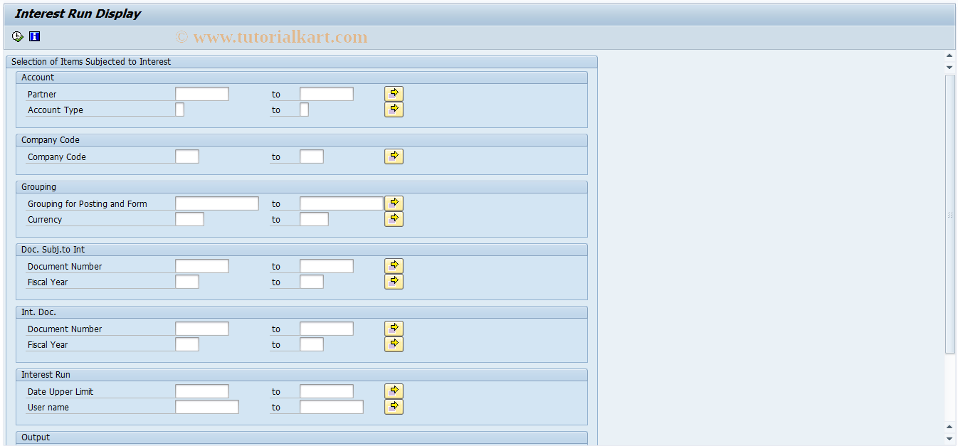 SAP TCode FINTSHOW - Overview of Int. Runs for Item. Int.