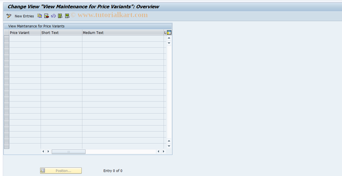 SAP TCode FIN_PRCVARIANT - Maintain Price Variant