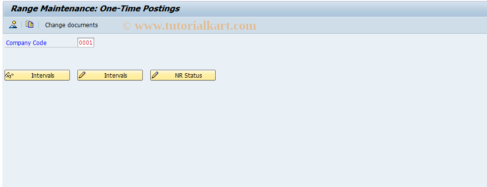 SAP TCode FIOTP_NRIV - One-Time PostingsNumber Range Maintenance 