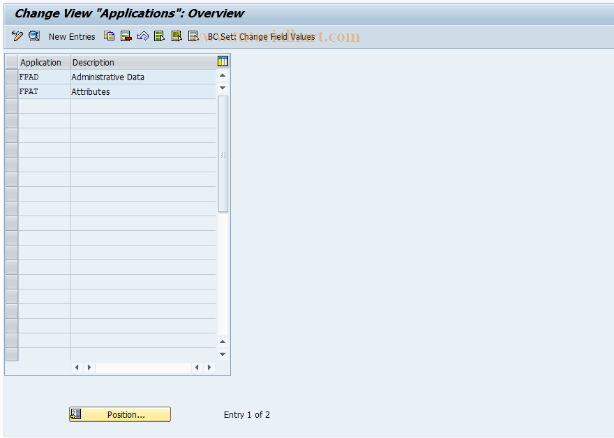 SAP TCode FIPRB01 - FIPR Control: Applications