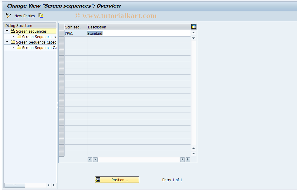 SAP TCode FIPRB06 - FIPR Control: Screen Sequences