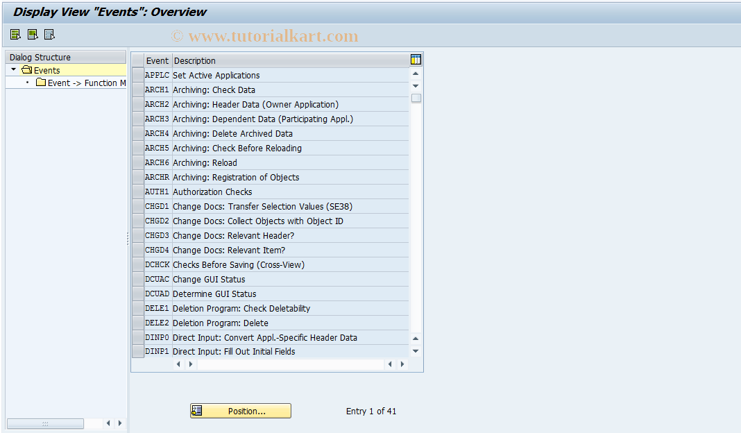 SAP TCode FIPRB07 - FIPR Control: Business Transaction Events