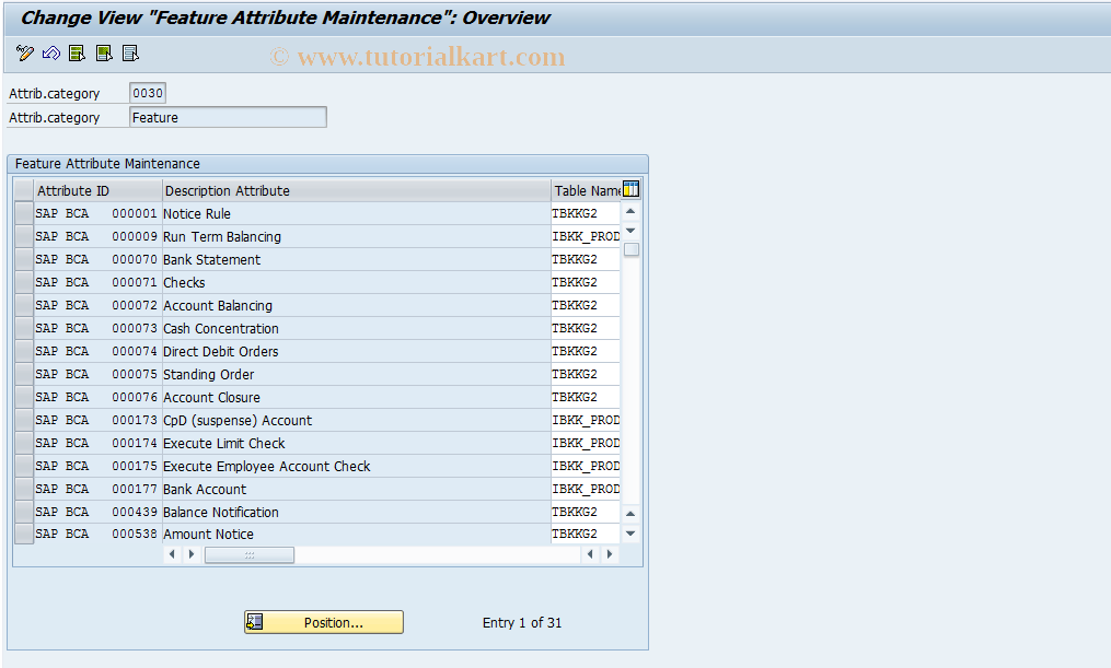 SAP TCode FIPRC11 - Feature Maintenance