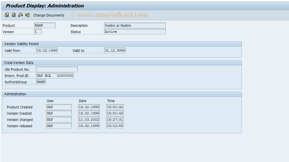 SAP TCode FIPRD1 - Create Product