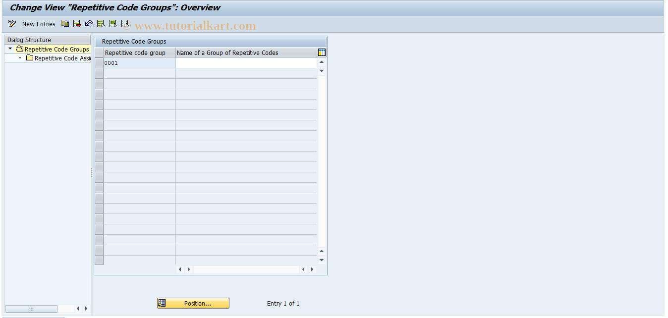 SAP TCode FIRPGR - Repetitive Code Groups Maintenance