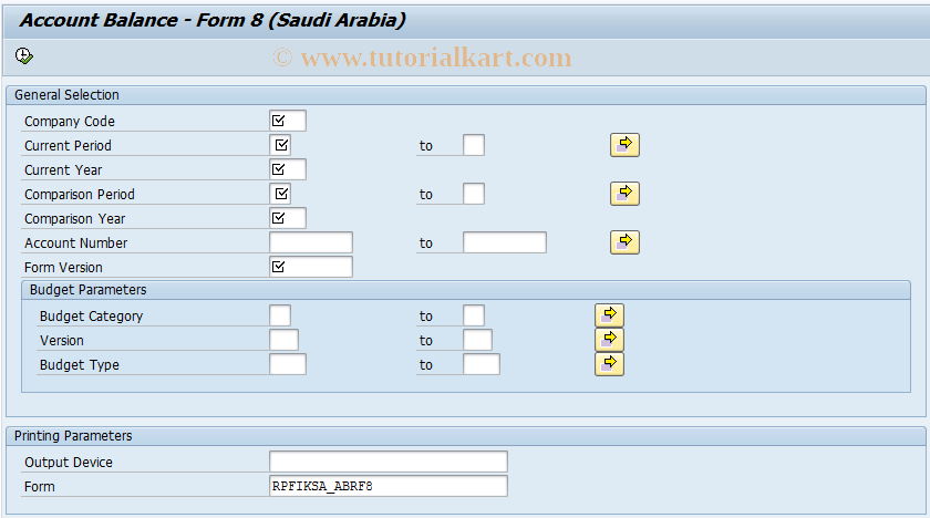SAP TCode FISA_ABRF8 - Account Balance - Form 8
