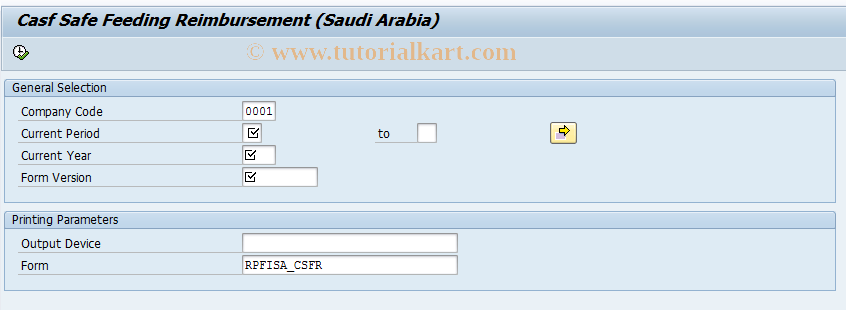 SAP TCode FISA_CSFR - Cash Safe feeding Reimbursement