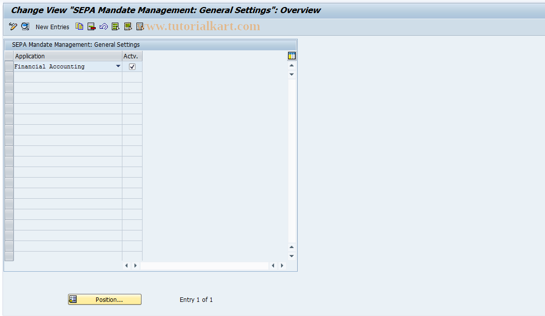 SAP TCode FI_APAR_SEPA_CUST - FI General Settings for SEPA