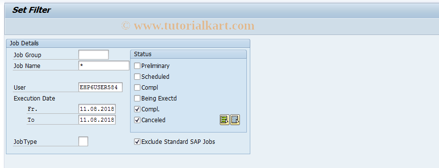 SAP TCode FKJOCMDR1 - Job Commander from FuMo (List)