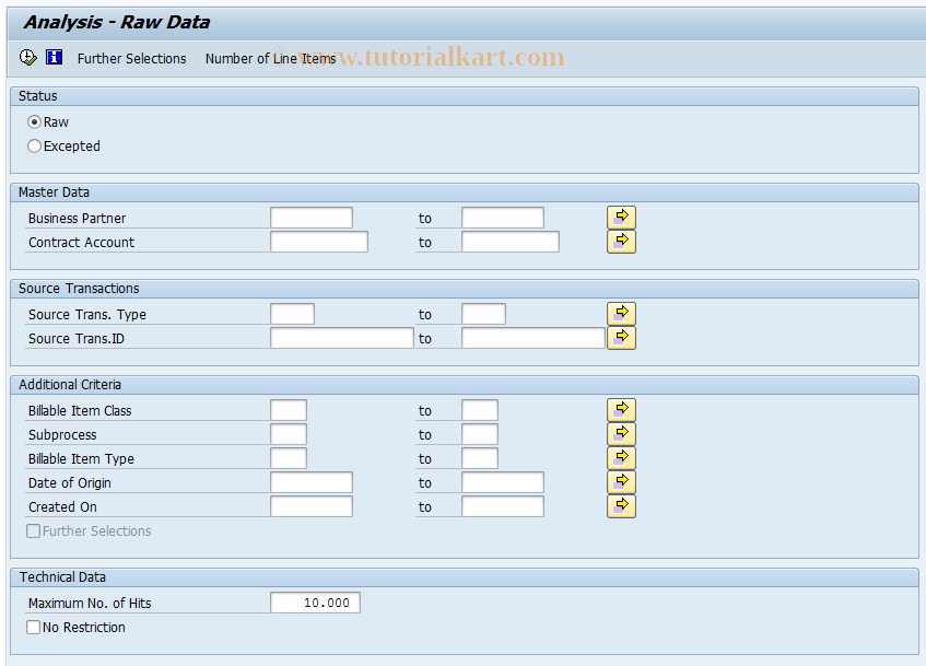 SAP TCode FKKBIXBITR_MON - Analysis of Raw Data