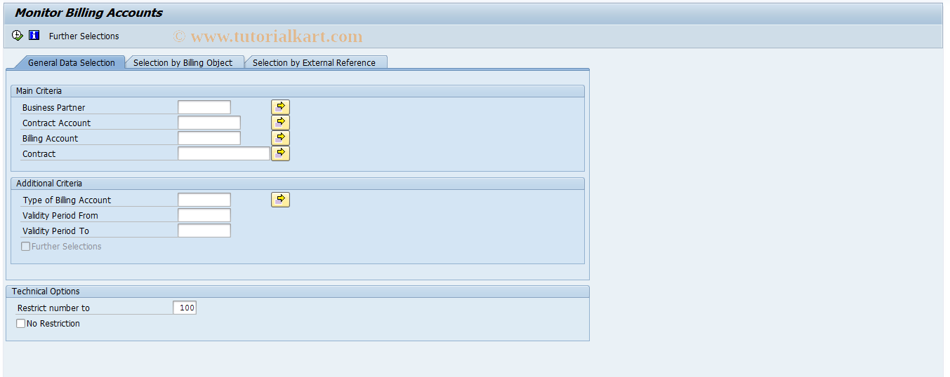 SAP TCode FKKBI_BA_MON - Monitor Billing Accounts