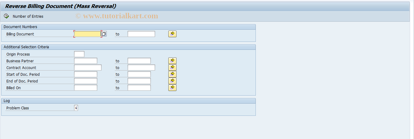 SAP TCode FKKBI_BILL_REV_M - Mass Reversal of Billing Document