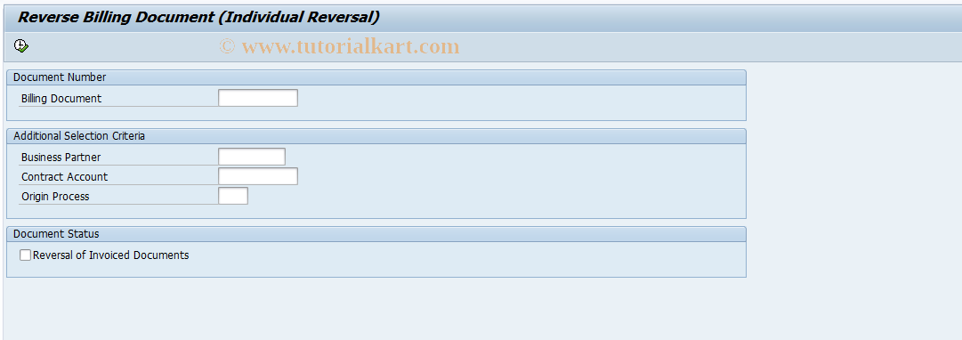 SAP TCode FKKBI_BILL_REV_S - Single Reversal of Billing Document